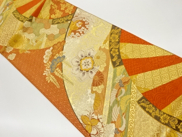 源氏車に花鳥模様織出し袋帯